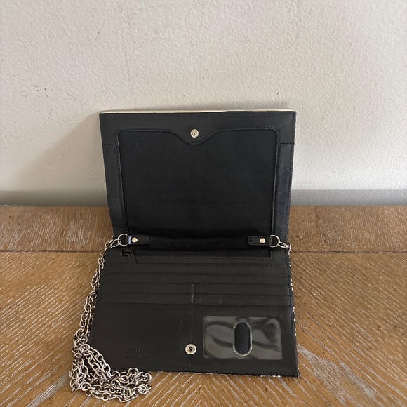 14th & Union Snake Print Clutch/ Shoulder Handbag Detachable Chain Strap - Picture 2 of 5